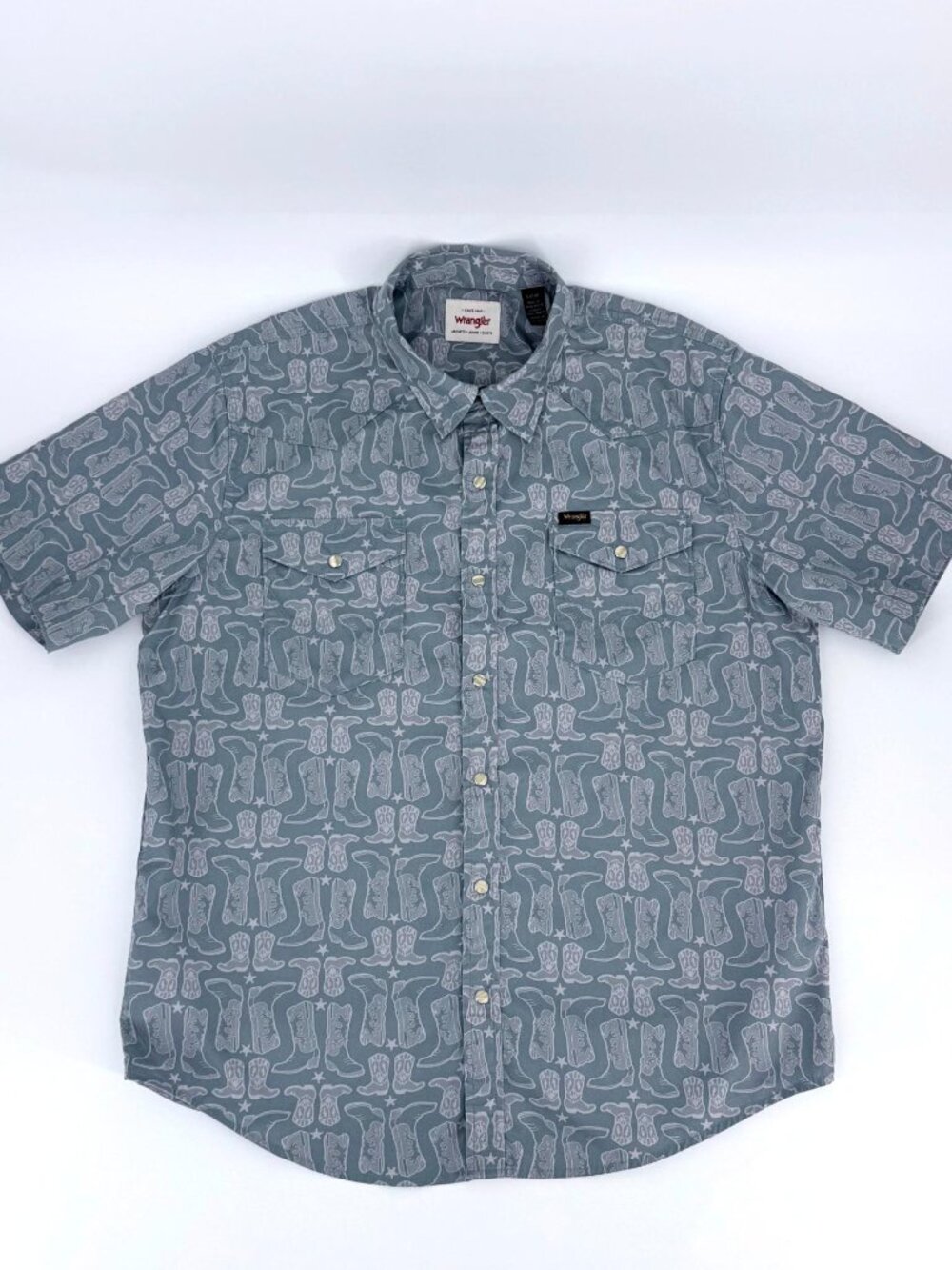 Wrangler Cowboy Wash Boot Shirt Western Pearl Snap Button Size L